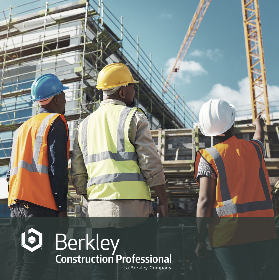Berkley Construction Professional Contractors on the commercial construction site overseeing the project