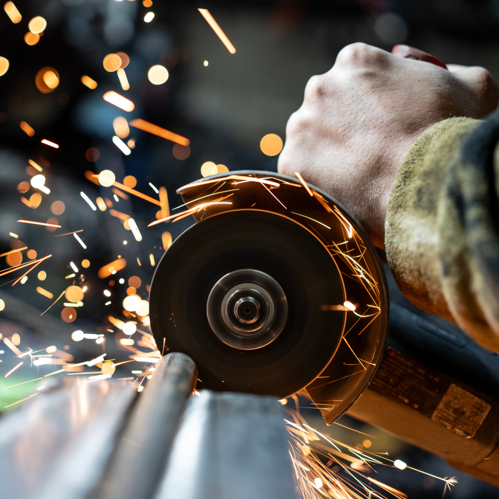 Man saws through metal